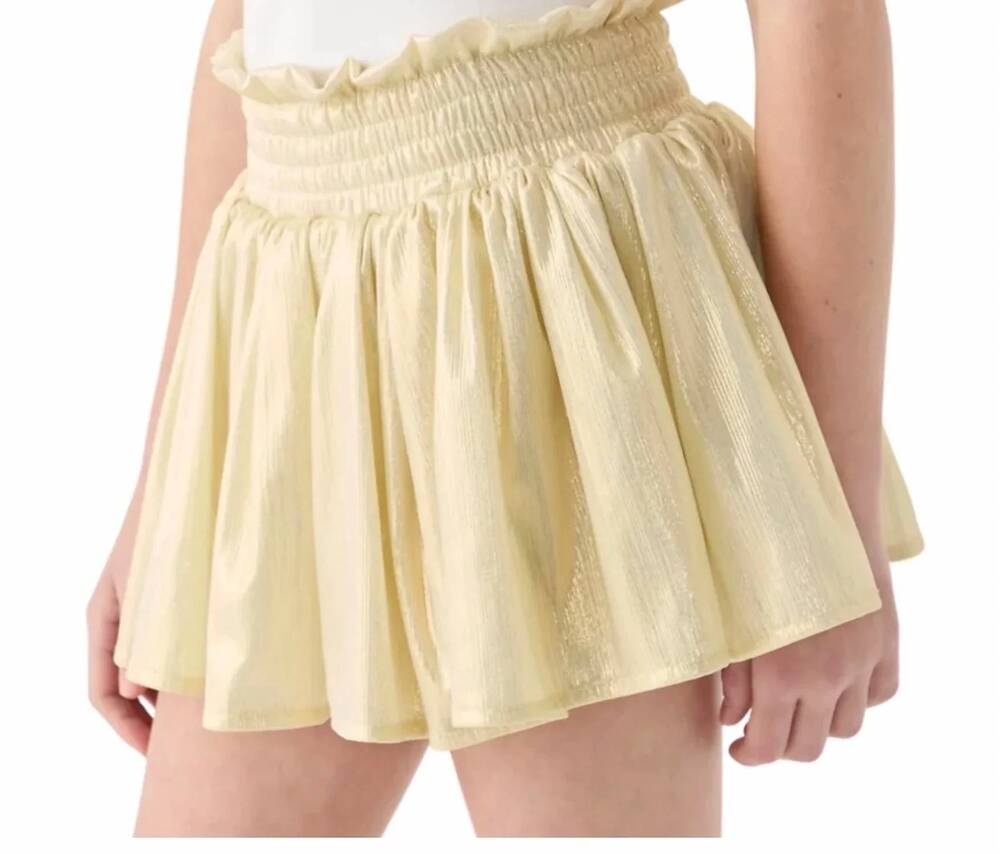 NEW TWEENSTYLE girls plisse shine skort in metallic gold